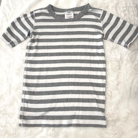 Hanna Andersson Striped Long John Pajama Top, Heather Grey and White, US 12 - Picture 1 of 6